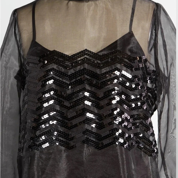 MOD CLOTH Fanciful Fette Shift Dress Black 60s inspired Go Go Dancer Halloween - Picture 3 of 6